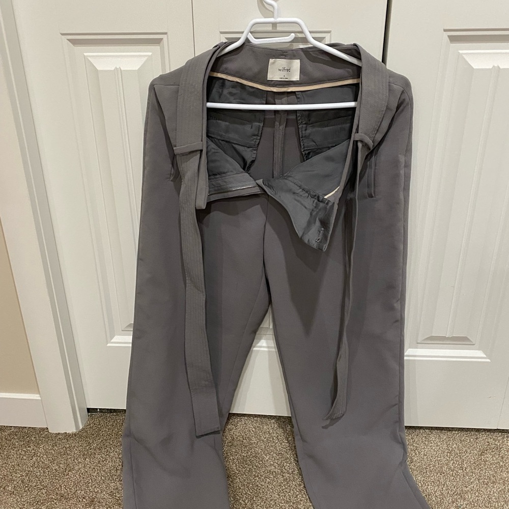 Aritzia Wilfred Gray Tie-Front Pant | Size 8
